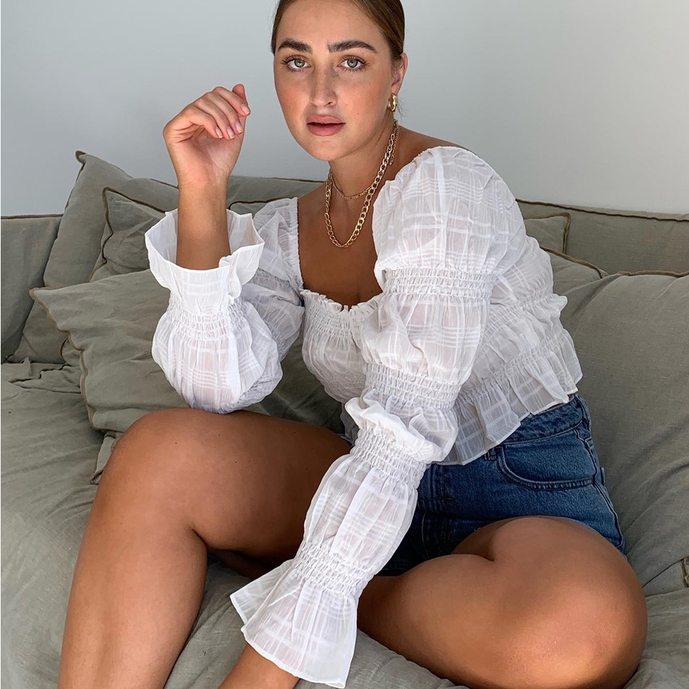 Princess Polly White Smocked Blouse